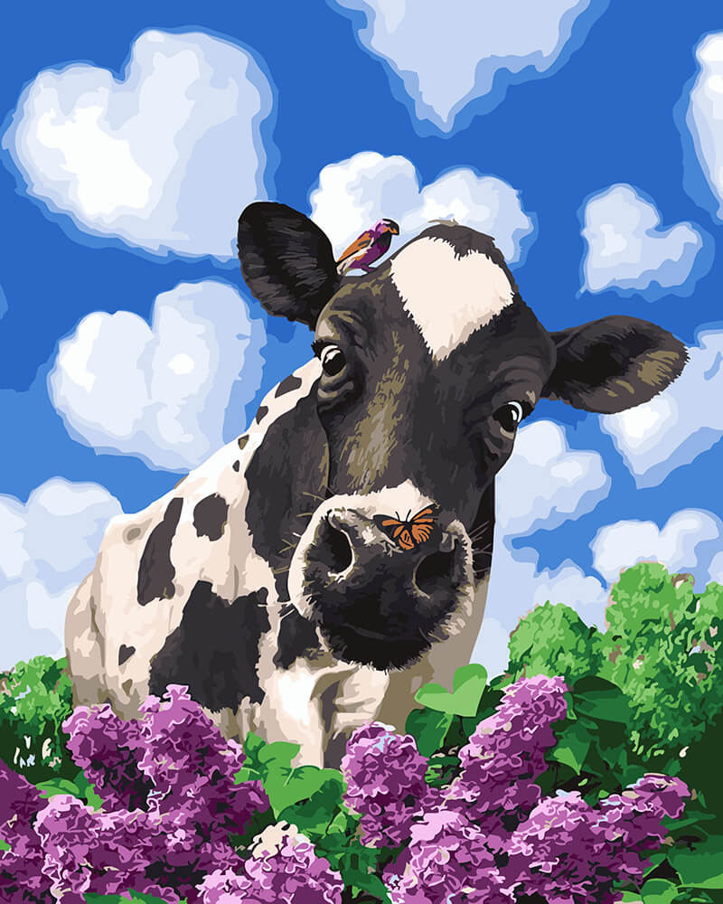 Корова с цветком