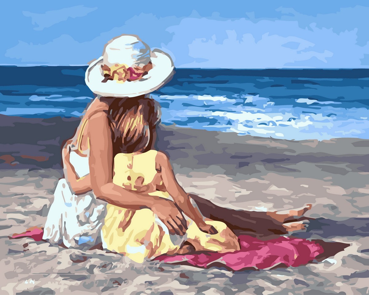 Картина девушка на пляже