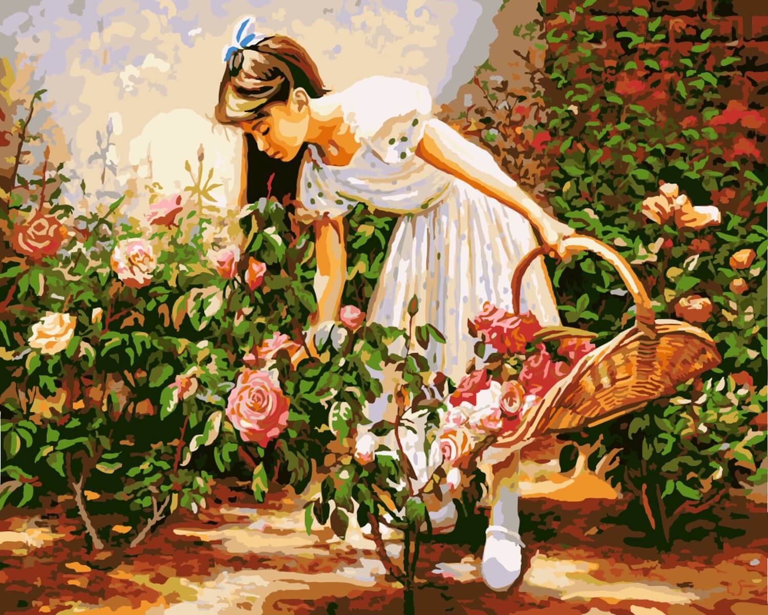 Девушка в саду живопись