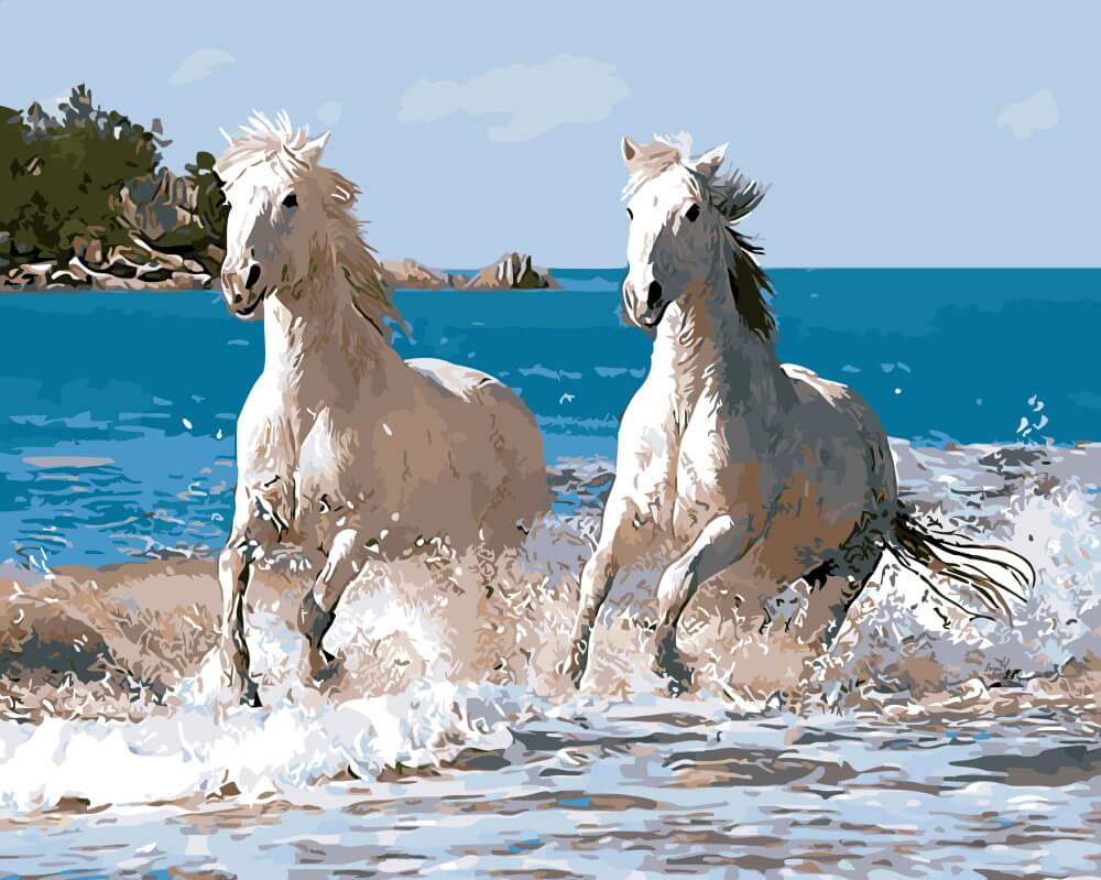 Лошадь бежит по морю