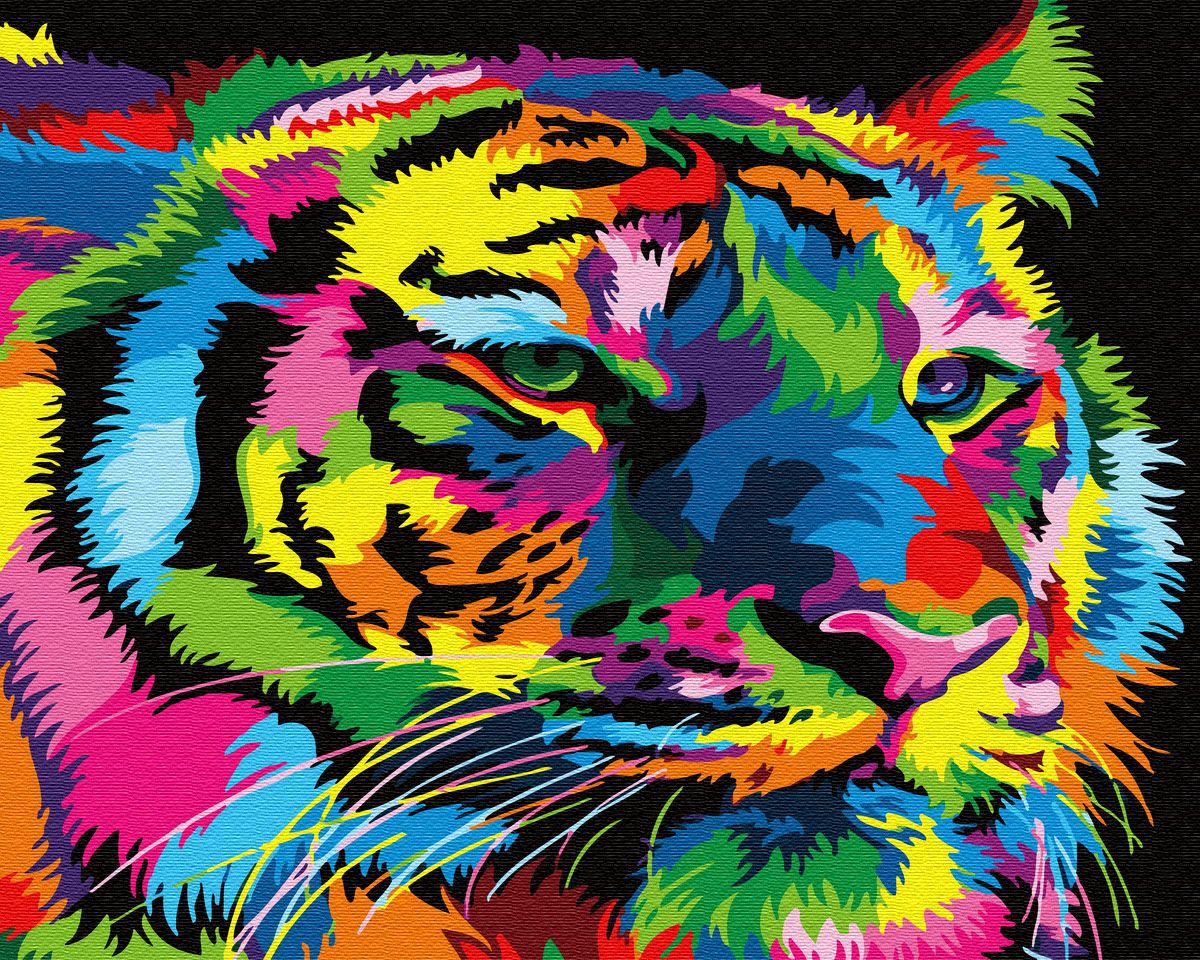 Радужный тигр картина по номерам