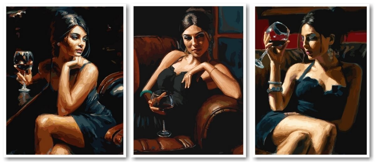 Набор для рисования по номерам Девушка с бокалом вина, арт. BK-GX30585, 40х50см